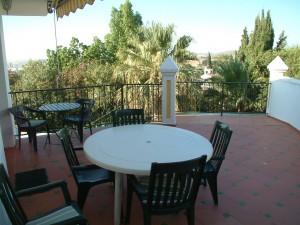 Kitchen terrace with Mediterranean views.